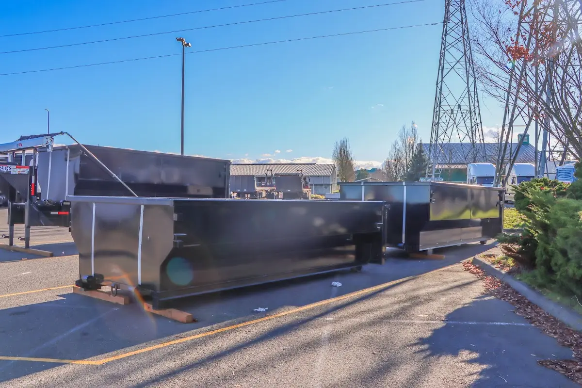 Roll-off dumpster ready for waste disposal at job site for 2 Yard Dumpster Rental in Canyon